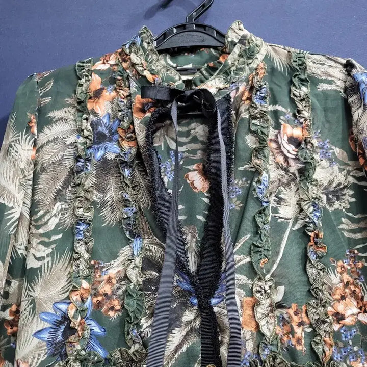 [BUNJANG] Floral Chiffon See-Through Dress / 플라워 쉬폰 시스루