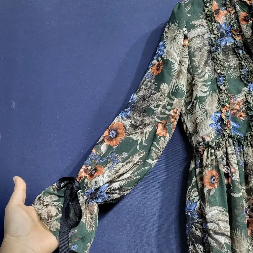 [BUNJANG] Floral Chiffon See-Through Dress / 플라워 쉬폰 시스루