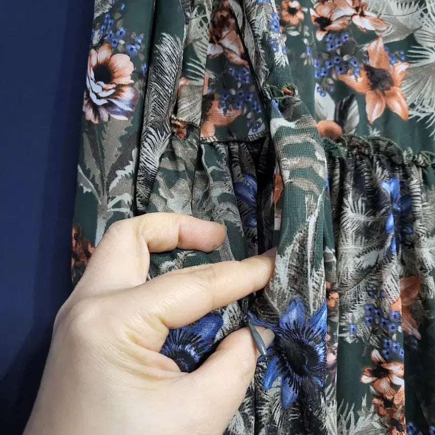 [BUNJANG] Floral Chiffon See-Through Dress / 플라워 쉬폰 시스루
