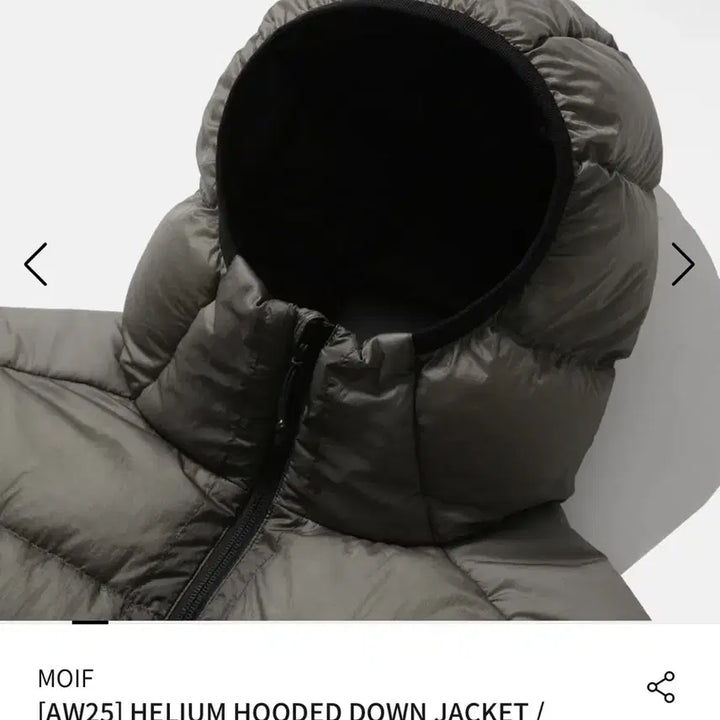 [BUNJANG] Moif Helium Hooded Down Jacket Sheer Olive Size 1 / 모이프 헬리움 후드 다운 자켓 시어 올리브 1사이즈
