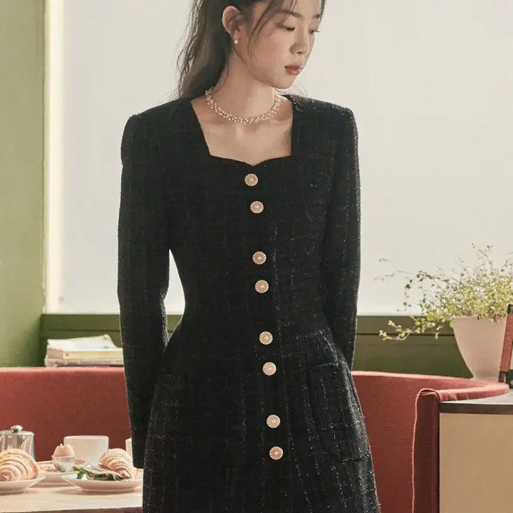 [BUNJANG] Floome Heart Tweed Dress / 플로움 하트트위드 원피스