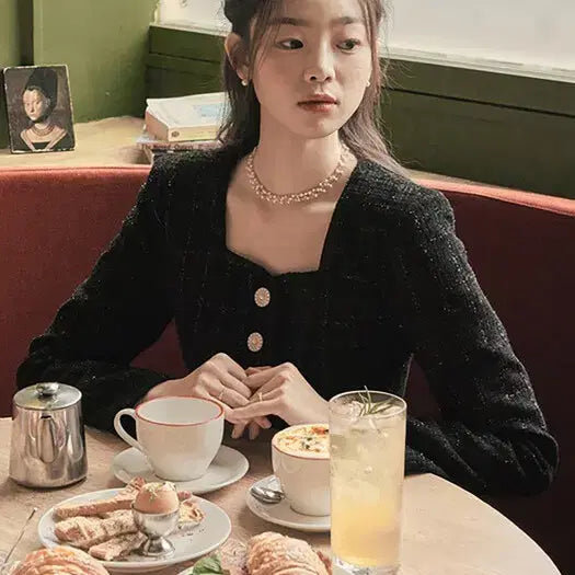 [BUNJANG] Floome Heart Tweed Dress / 플로움 하트트위드 원피스
