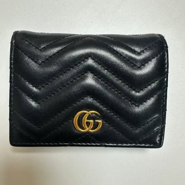 [BUNJANG] Gucci Marmont Bi-fold Wallet Black Leather / 구찌 마몬트 반지갑 블랙