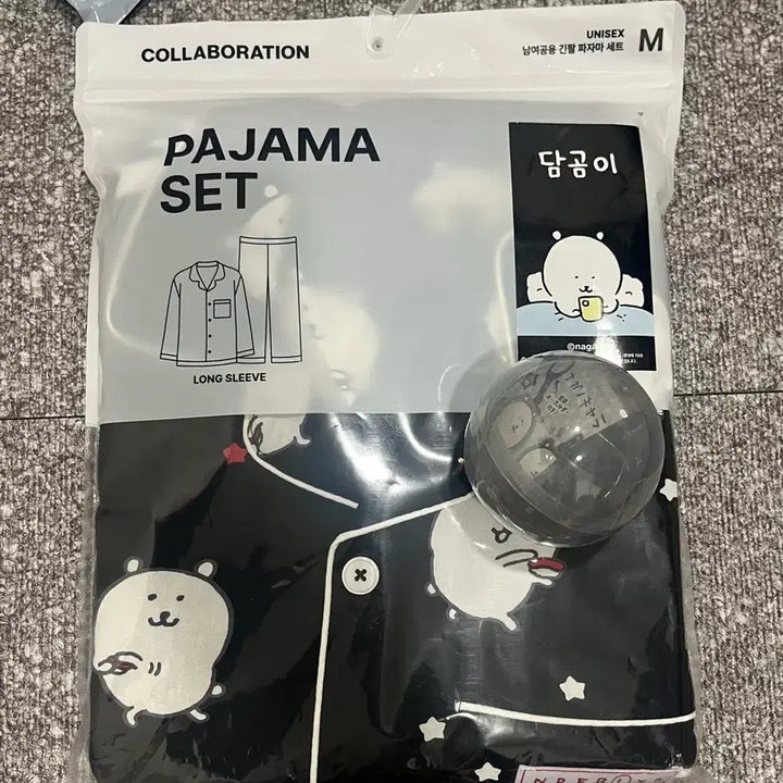 [BUNJANG] Spao Damgomi Pajama Set Black M + Nongdamgom Keyring / 스파오 담곰이 긴팔 파자마 세트 블랙 M + 농담곰 키링