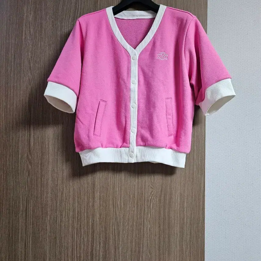 [BUNJANG] Xexymix V-Neck Color Block Short Sleeve Cardigan / 젝시믹스 브이넥 배색 반팔가디건