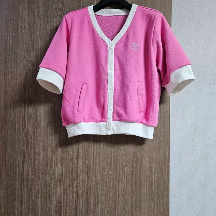 [BUNJANG] Xexymix V-Neck Color Block Short Sleeve Cardigan / 젝시믹스 브이넥 배색 반팔가디건