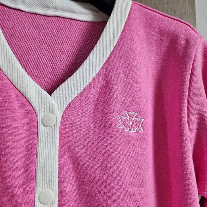 [BUNJANG] Xexymix V-Neck Color Block Short Sleeve Cardigan / 젝시믹스 브이넥 배색 반팔가디건