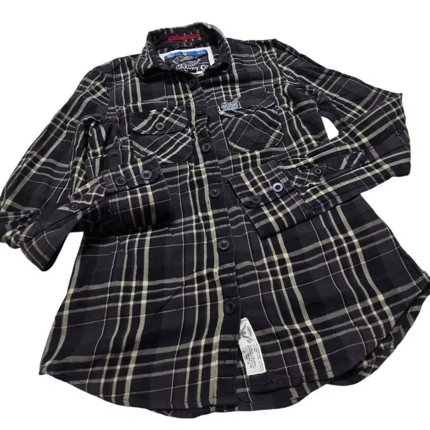 [BUNJANG] Superdry Vintage Two-Pocket Check Pattern Shirt / Superdry 슈퍼드라이 빈티지 투포켓 체크 패턴 셔츠