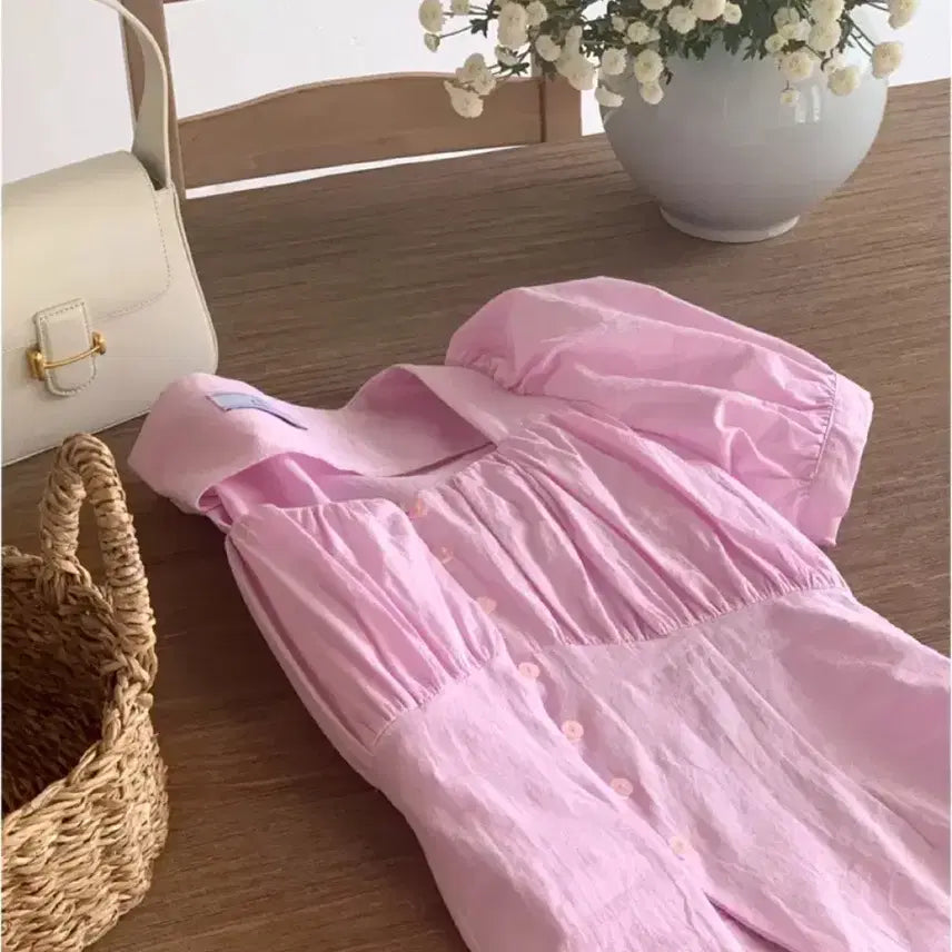 [BUNJANG] Puff Sleeve Square Neck Blouse / 새상품 퍼프 스퀘어 블라우스