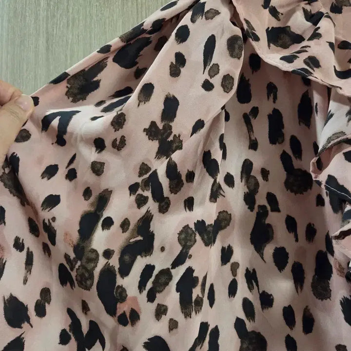 [BUNJANG] THANK YOU Pink Leopard Long Dress / 핑크 레오파드 롱 원피스 프릴 장식