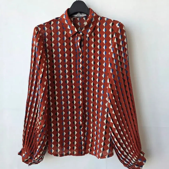 [BUNJANG] Pleated Sleeve Blouse / 55-66)소매 플리츠 무늬블라우스