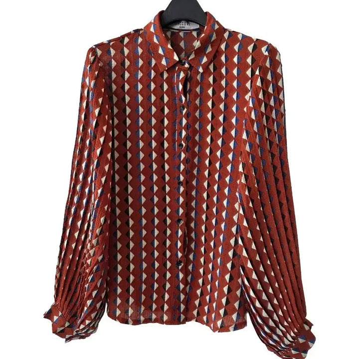 [BUNJANG] Pleated Sleeve Blouse / 55-66)소매 플리츠 무늬블라우스