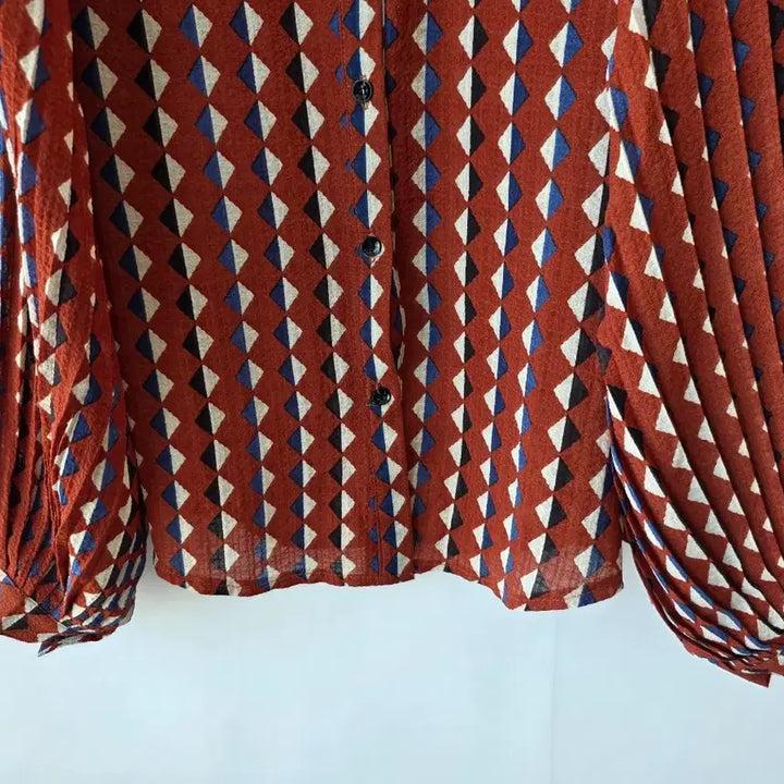 [BUNJANG] Pleated Sleeve Blouse / 55-66)소매 플리츠 무늬블라우스