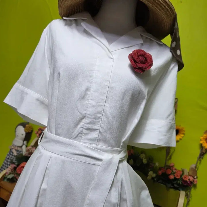 [SOLD OUT] 미쏘 / 데이트룩/ 카라넥/ 반소매/ 주름장식/ 화이트 롱원피스