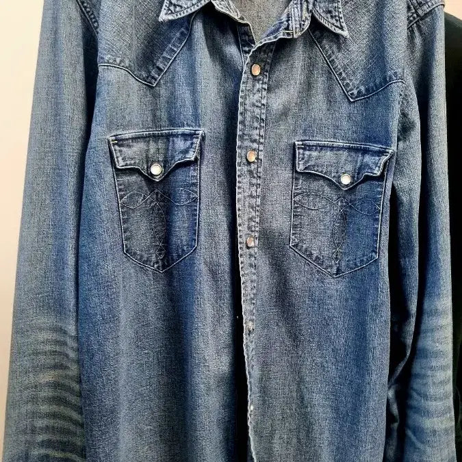 [SOLD OUT] 더블알엘 데님 웨스턴 셔츠 다크워시 xl
