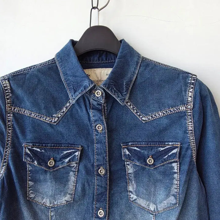 [BUNJANG] Denim Shirt Blouse / 44-55)나염 데님 셔츠 남방