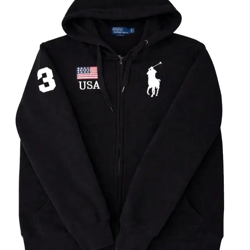 [BUNJANG] Polo Big Pony American Flag Hoodie / 폴로 빅포니 성조기 후드집업