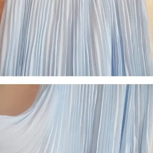 [BUNJANG] Vintage Pleated Skirt / 블루 플리츠 스커트 /폭넓음 (새옷)