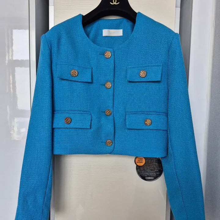 [BUNJANG] Zhulog Tweed Jacket (Blue) - Size S / 줄로그 트위드자켓