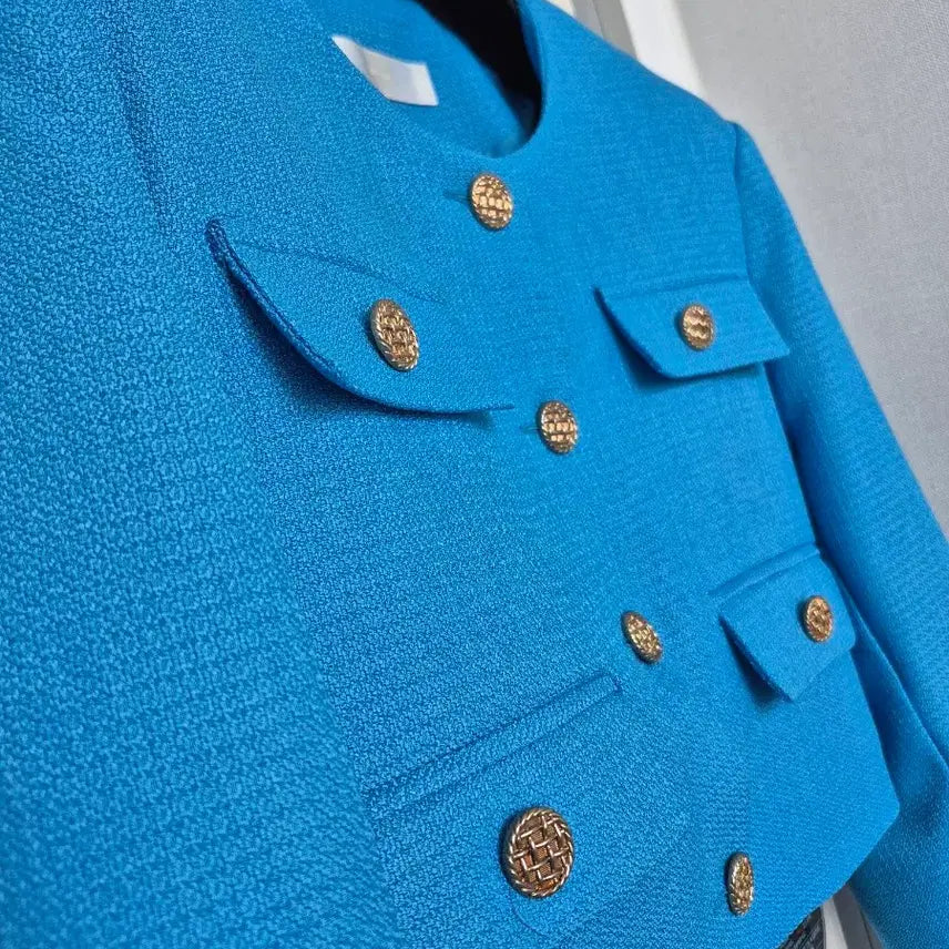 [BUNJANG] Zhulog Tweed Jacket (Blue) - Size S / 줄로그 트위드자켓