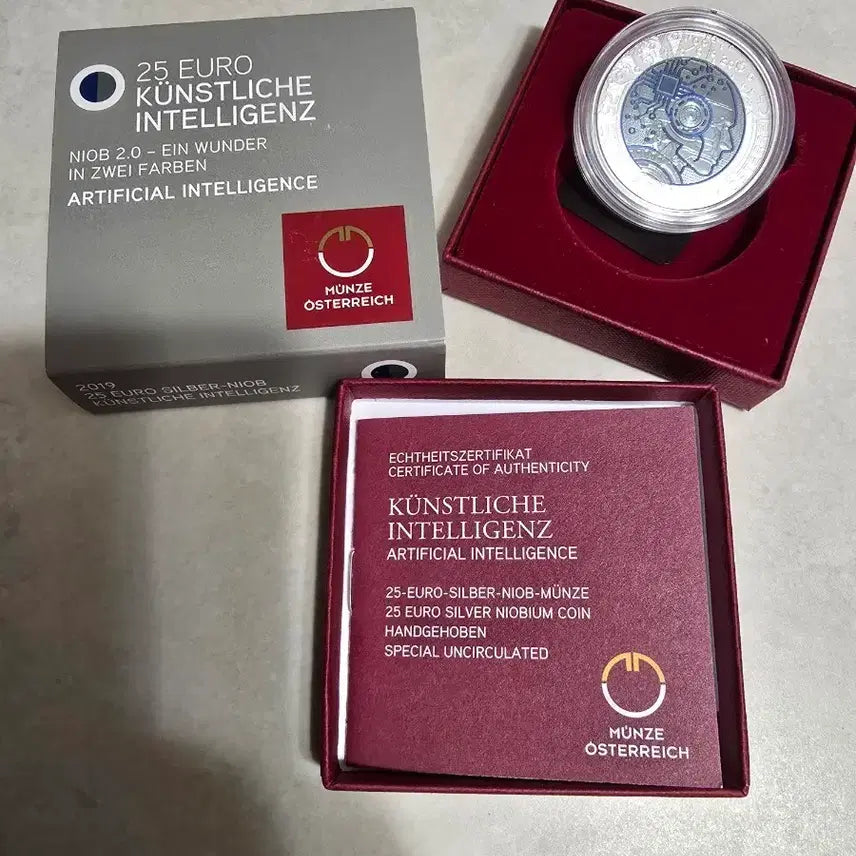 [BUNJANG] Austria 2019 Artificial Intelligence 25 Euro Niobium Silver Coin (with Case) / 오스트리아 니오븀 코인 2019 인공지능 25유로 은화 (케이스 포함)