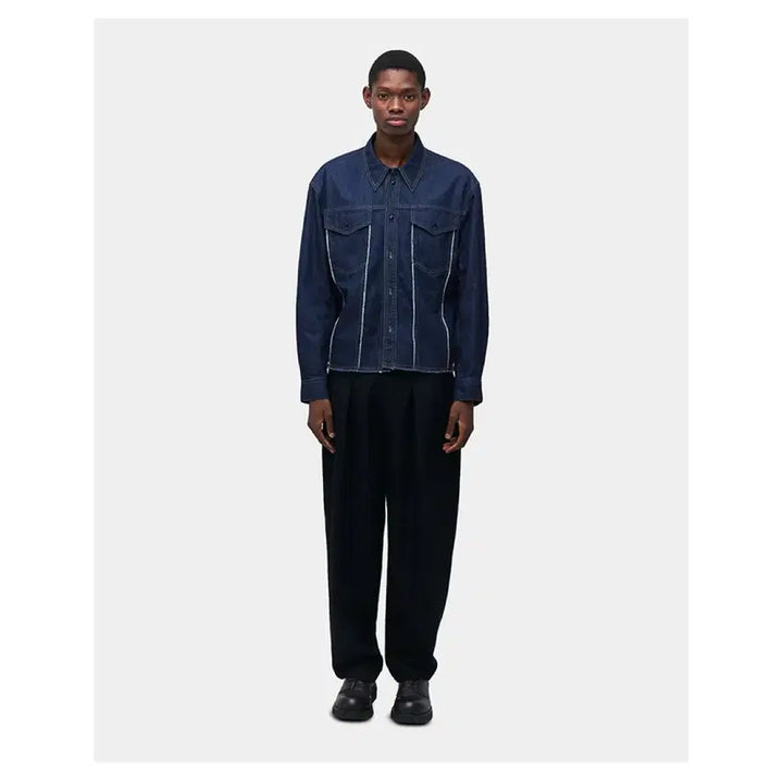 [BUNJANG] Coore Denim Cut-off Crop Shirt / [쿠어 데님 컷오프 크롭 셔츠 / 인디고]