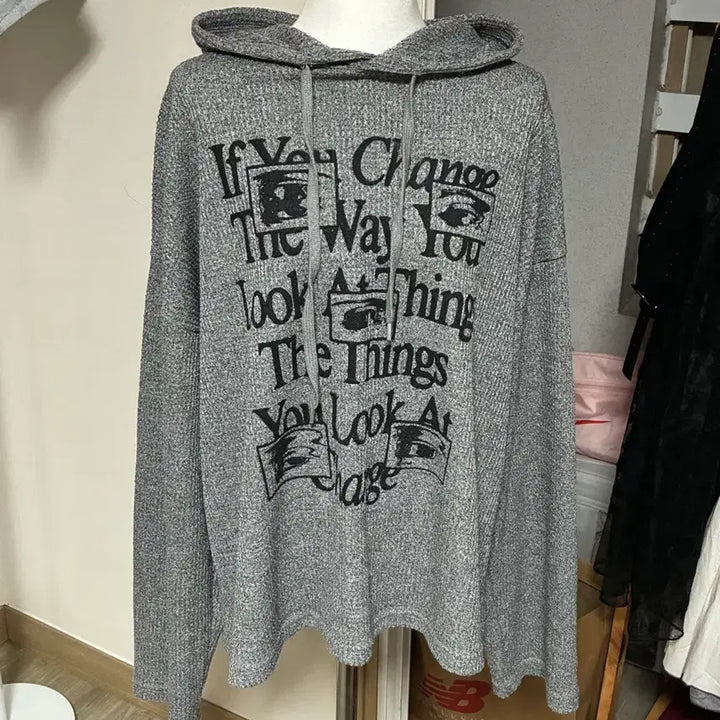 [BUNJANG] Gray Lettering Hoodie / 그레이 레터링 후드