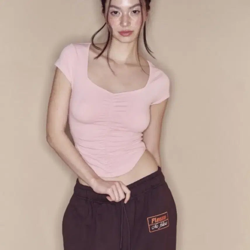 [BUNJANG] Please No Follow Ruched Short Sleeve Top / 플리즈노팔로우 달린 셔링 반팔