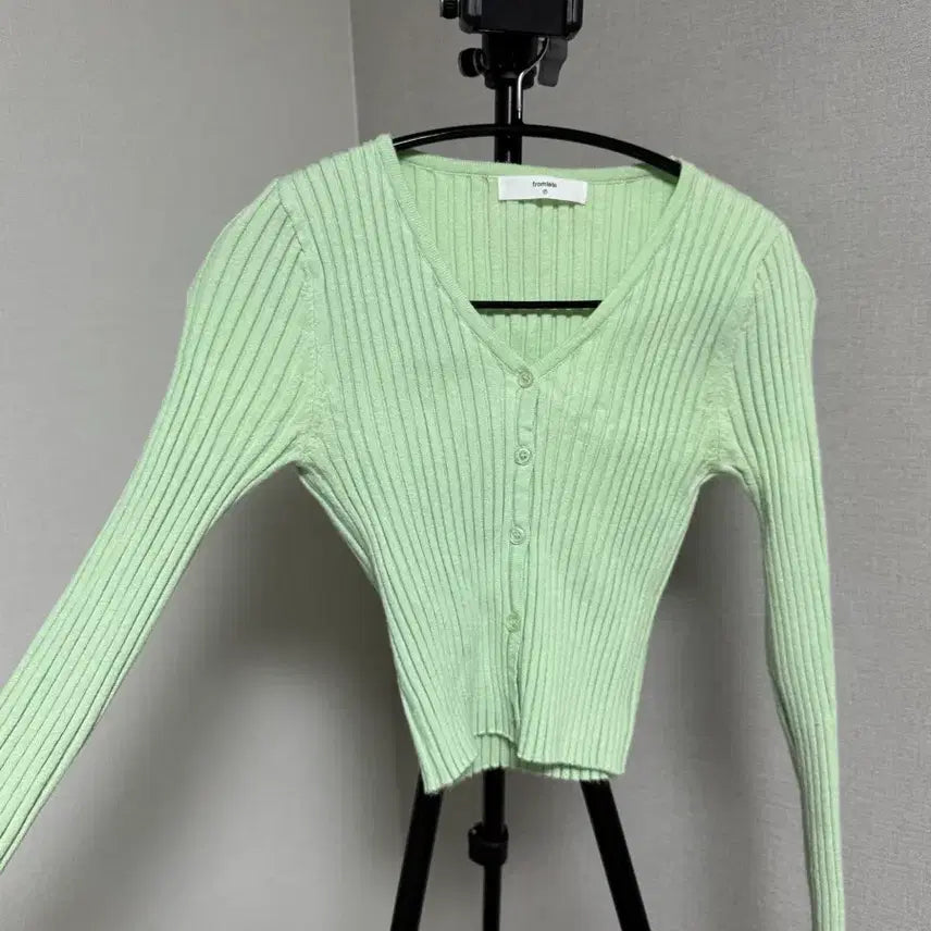 [BUNJANG] fromiala Green Ribbed Cardigan / fromiala 연두색 골지 가디건