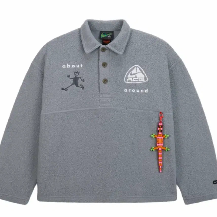 [BUNJANG] Nike CPFM Long Sleeve Polo Shirt (Gray) - XL / [XL] 나이키 x CPFM 롱슬리브 폴로 그레이