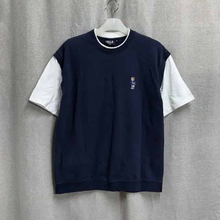 [BUNJANG] Yale Cotton Layered Short Sleeve T-shirt - Navy / [XL] YALE 예일 코튼 레이어드 반팔 티셔츠 네이비
