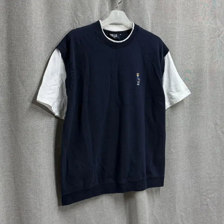 [BUNJANG] Yale Cotton Layered Short Sleeve T-shirt - Navy / [XL] YALE 예일 코튼 레이어드 반팔 티셔츠 네이비