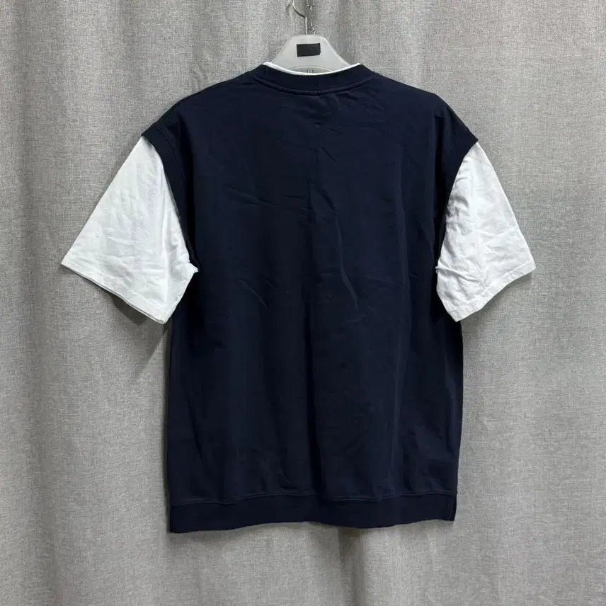 [BUNJANG] Yale Cotton Layered Short Sleeve T-shirt - Navy / [XL] YALE 예일 코튼 레이어드 반팔 티셔츠 네이비