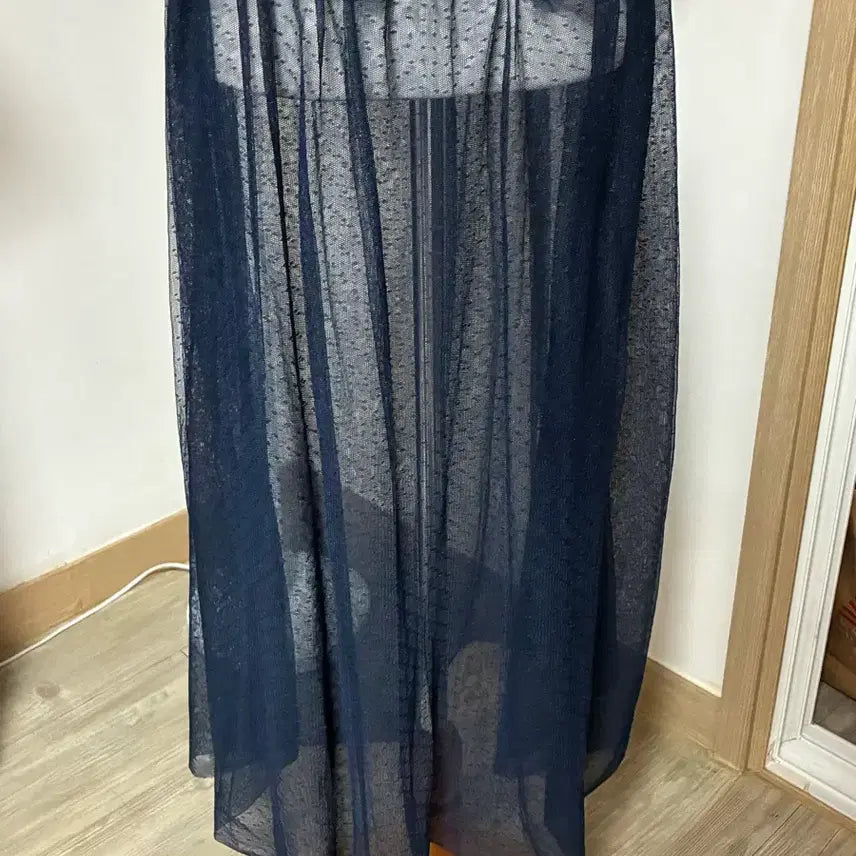 [BUNJANG] Navy Layered Dot Skirt / 네이비 레이어드 도트 스커트