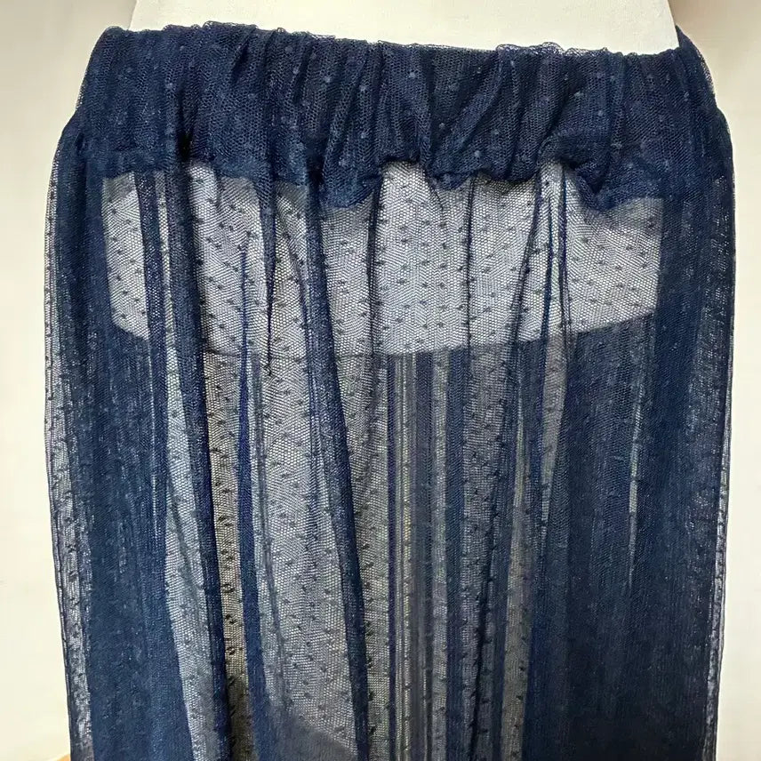 [BUNJANG] Navy Layered Dot Skirt / 네이비 레이어드 도트 스커트