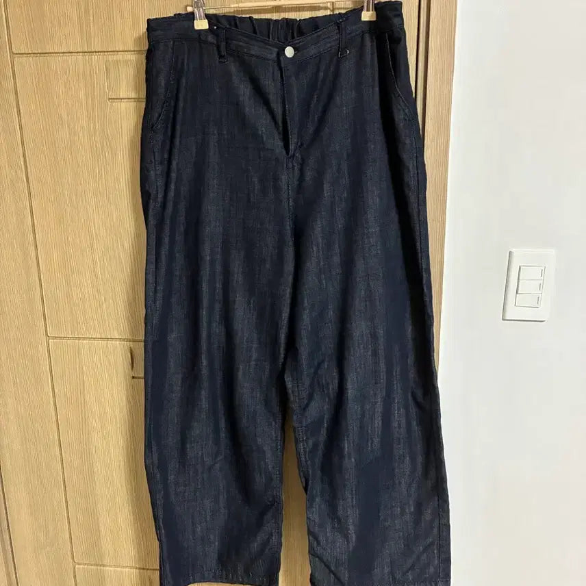 [BUNJANG] Navy Denim Wide Pants / 네이비 데님 와이드 팬츠