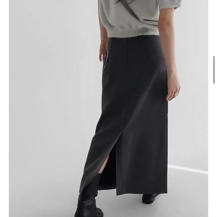 [BUNJANG] Manique A-Line Charcoal Long Skirt S / 매니크 A라인 차콜 롱치마 S