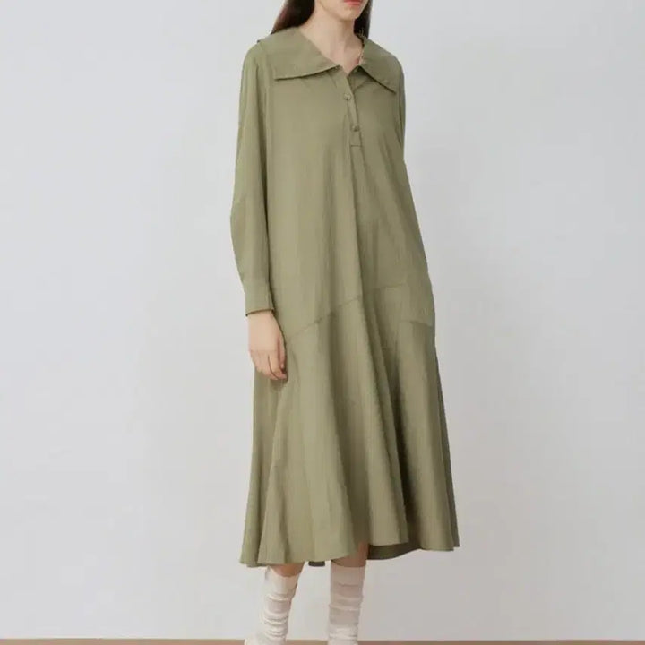 [BUNJANG] List Wide Collar Mermaid Dress / 리스트 와이드카라 원피스55 66