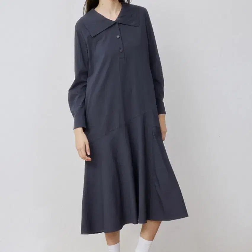 [BUNJANG] List Wide Collar Mermaid Dress / 리스트 와이드카라 원피스55 66