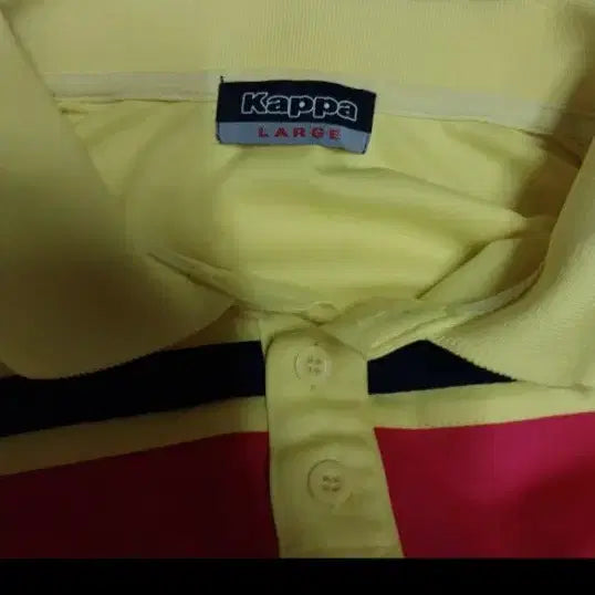 [BUNJANG] Kappa Yellow Tri-stripe Polo Shirt / 카파 옐로우 삼선 카라 반팔티셔츠