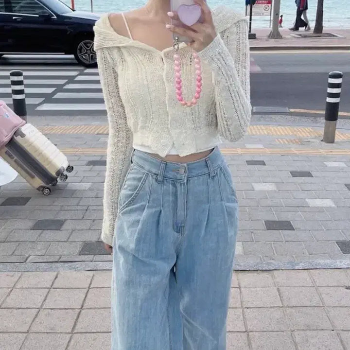 [BUNJANG] Barbie Market Pin Tuck Denim Jeans (Medium Blue) / 바비마켓 핀턱데님(중청)