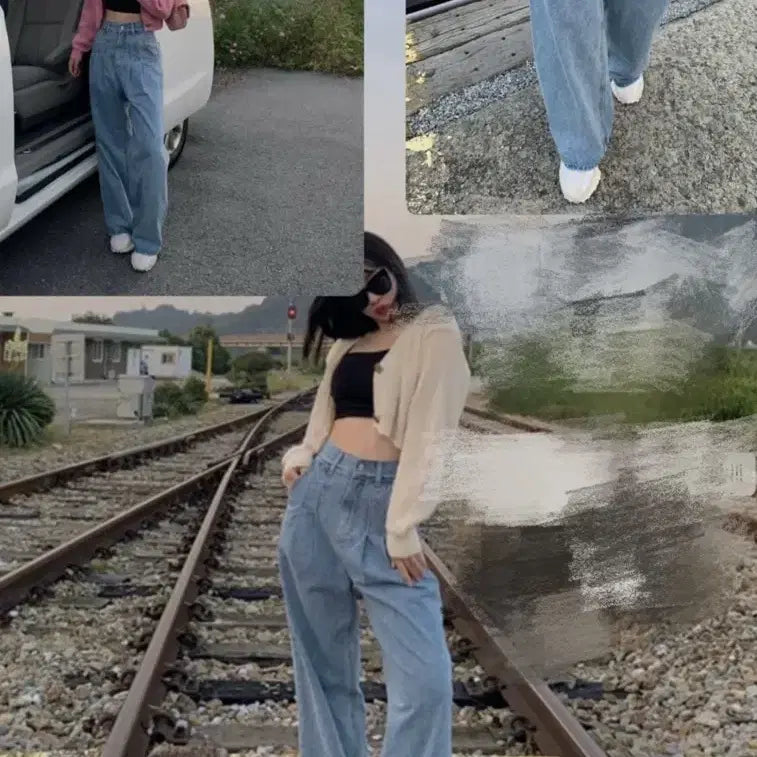 [BUNJANG] Barbie Market Pin Tuck Denim Jeans (Medium Blue) / 바비마켓 핀턱데님(중청)