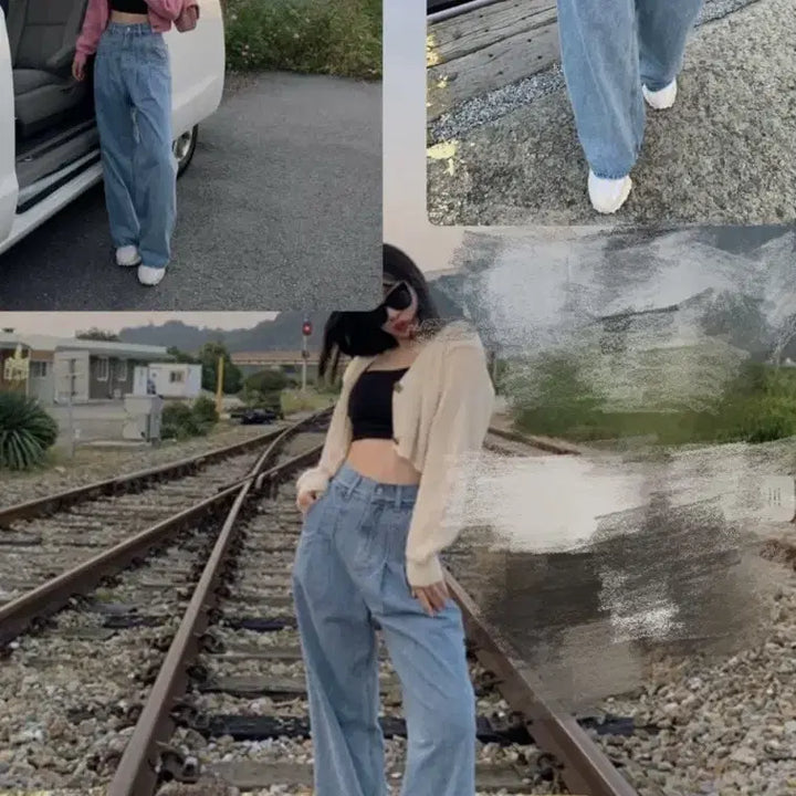 [BUNJANG] Barbie Market Pin Tuck Denim Jeans (Medium Blue) / 바비마켓 핀턱데님(중청)