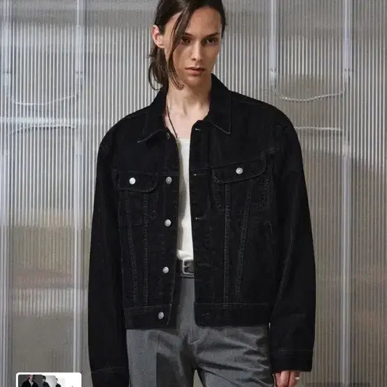 [SOLD OUT] 엘무드 버번데님트러커자켓 블랙벨벳 44사이즈