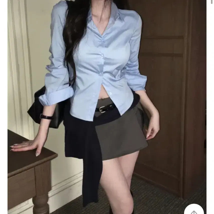 [BUNJANG] Hinique Bael Crop Slim Fit Shirt / 히니크 바엘 크롭 슬림핏 셔츠