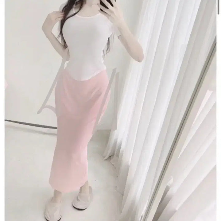 [BUNJANG] YourRose Hip Dip Cover Skirt - Blush Pink / 유어로즈 무골반 힙딥커버 항아리밴딩 스커트 블러쉬핑크