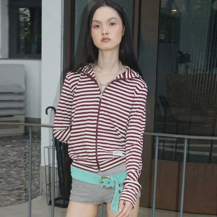 [BUNJANG] Sculptor Striped Jersey Zip-up 55 / 스컬프터(sculptor) 스트라이프 저지집업 55 새상품