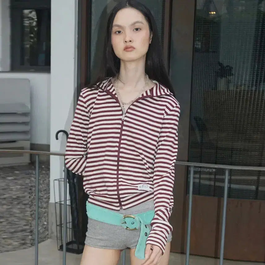 [BUNJANG] Sculptor Striped Jersey Zip-up 55 / 스컬프터(sculptor) 스트라이프 저지집업 55 새상품