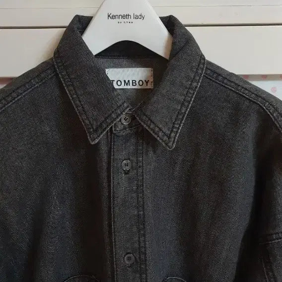 [BUNJANG] Tomboy Charcoal Denim Shirt (Size 66-77) / 톰보이 셔츠/66-77