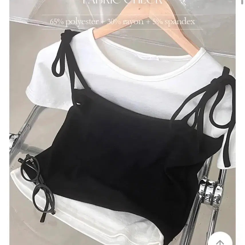 [SOLD OUT] 에이블리 리본 뷔스티에 나시 레이어드